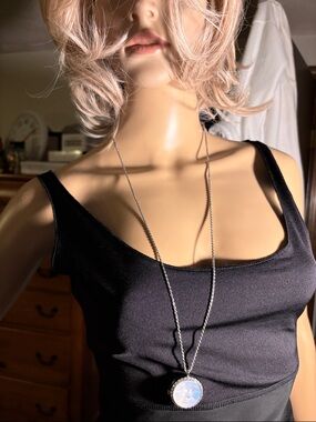 Kirks Folly Silver-Tone Metal with Moon Face Pendant Necklace